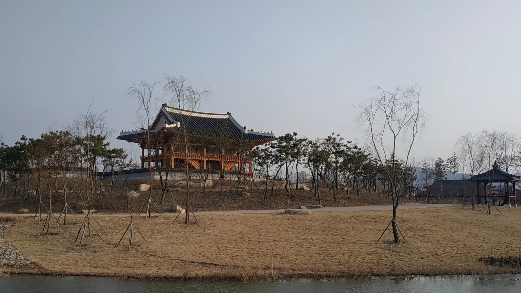 겨울 정원 길과 나무 사이에 자리한 국립세종수목원의 정자